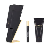 Carolina Herrera Bad Boy 3 Pcs Set : 3.4 Eau De Toilette + 0.34 Eau De Toilette + 3.4 Shower Gel (Hard Box)